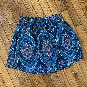Alya Blue and Orange Paisley Mini Skirt